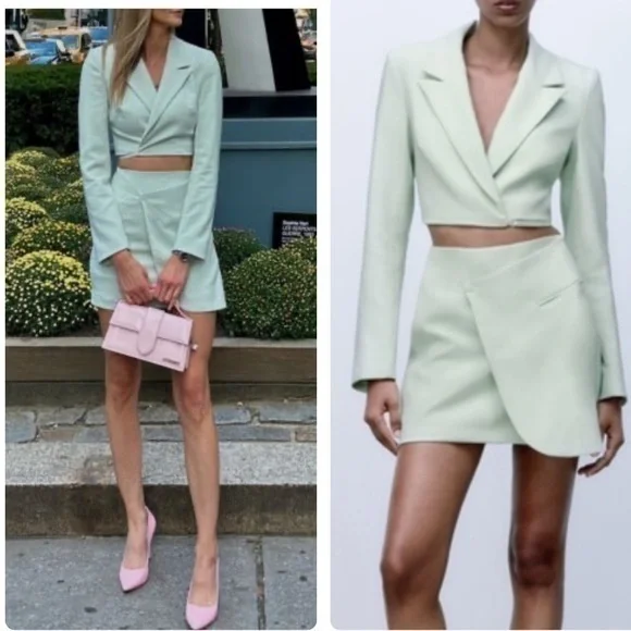 Zara NWT cut out blazer dress pastel green 3067/204 - Picture 2 of 9